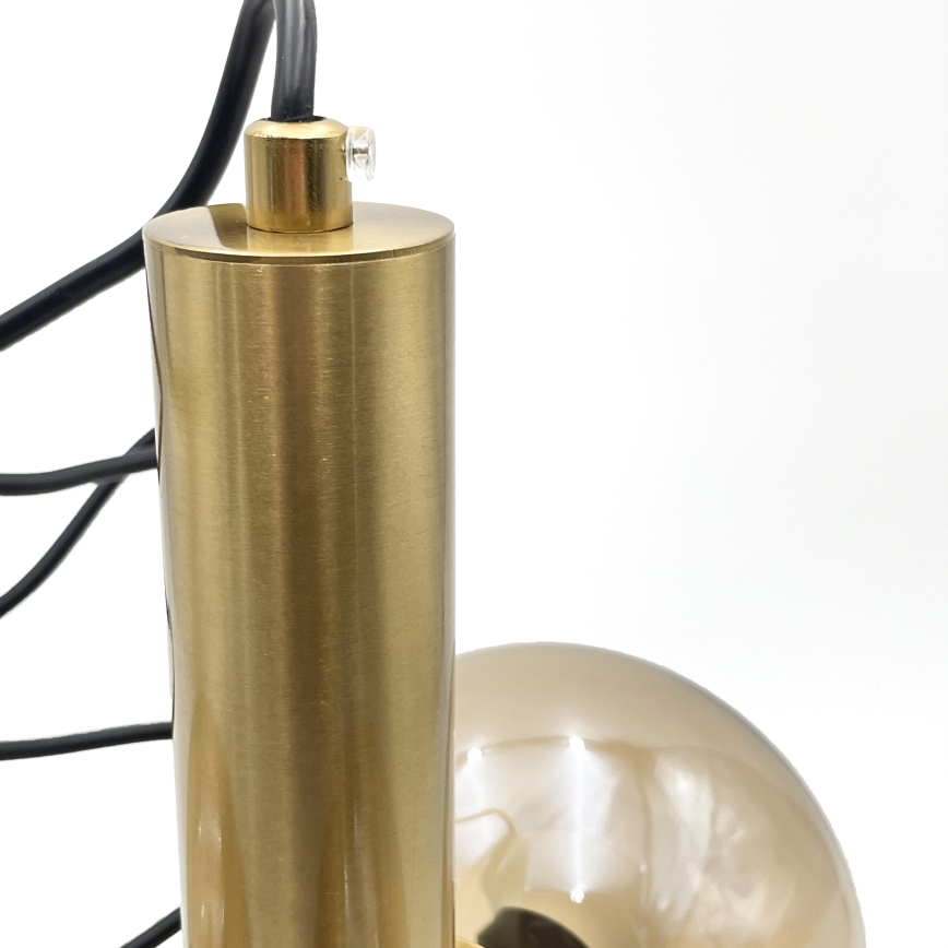 Hanglamp aan een koord ROLLO 3xE14/5W/230V goud/gerookt beige