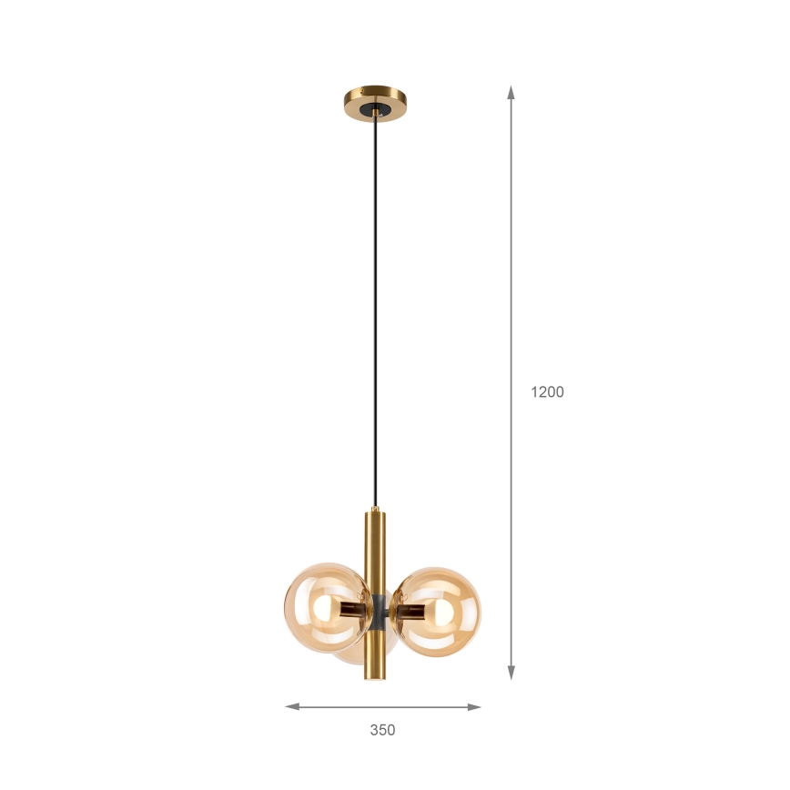 Hanglamp aan een koord ROLLO 3xE14/5W/230V goud/gerookt beige