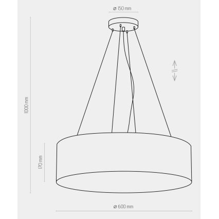 Hanglamp aan een koord RONDO 4xE27/15W/230V blauw