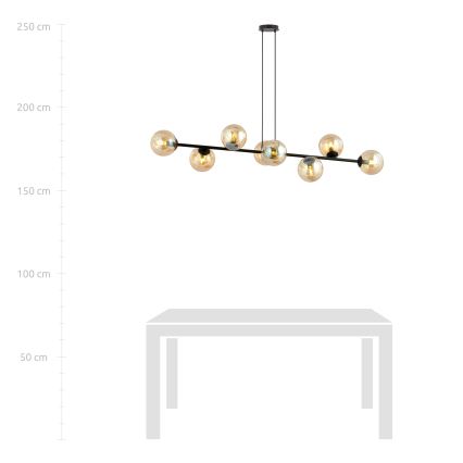 Hanglamp aan een koord ROSSI 8xE14/10W/230V zwart/beige
