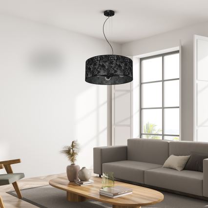 Hanglamp aan een koord SATINO 3xE27/60W/230V zwart/grijs