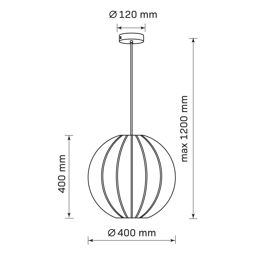 Hanglamp aan een koord SENSAI 1xE27/20W/230V diameter 40 cm zwart