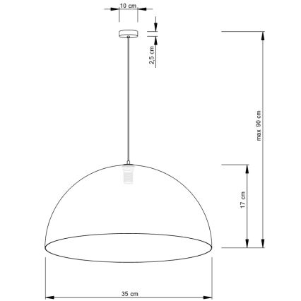 Hanglamp aan een koord SFERA 1xE27/60W/230V diameter 35 cm gouden