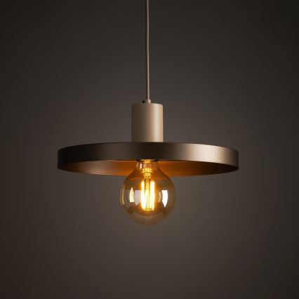 Hanglamp aan een koord SILA 1xE27/15W/230V diameter 30 cm bruin/beige