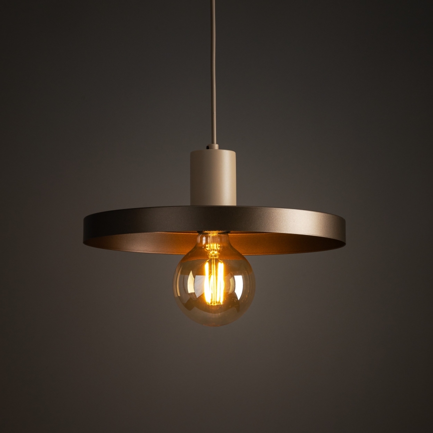 Hanglamp aan een koord SILA 1xE27/15W/230V diameter 30 cm bruin/beige