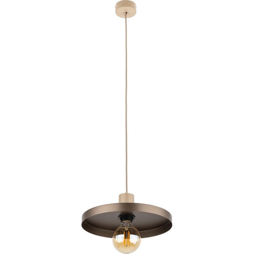 Hanglamp aan een koord SILA 1xE27/15W/230V diameter 30 cm bruin/beige