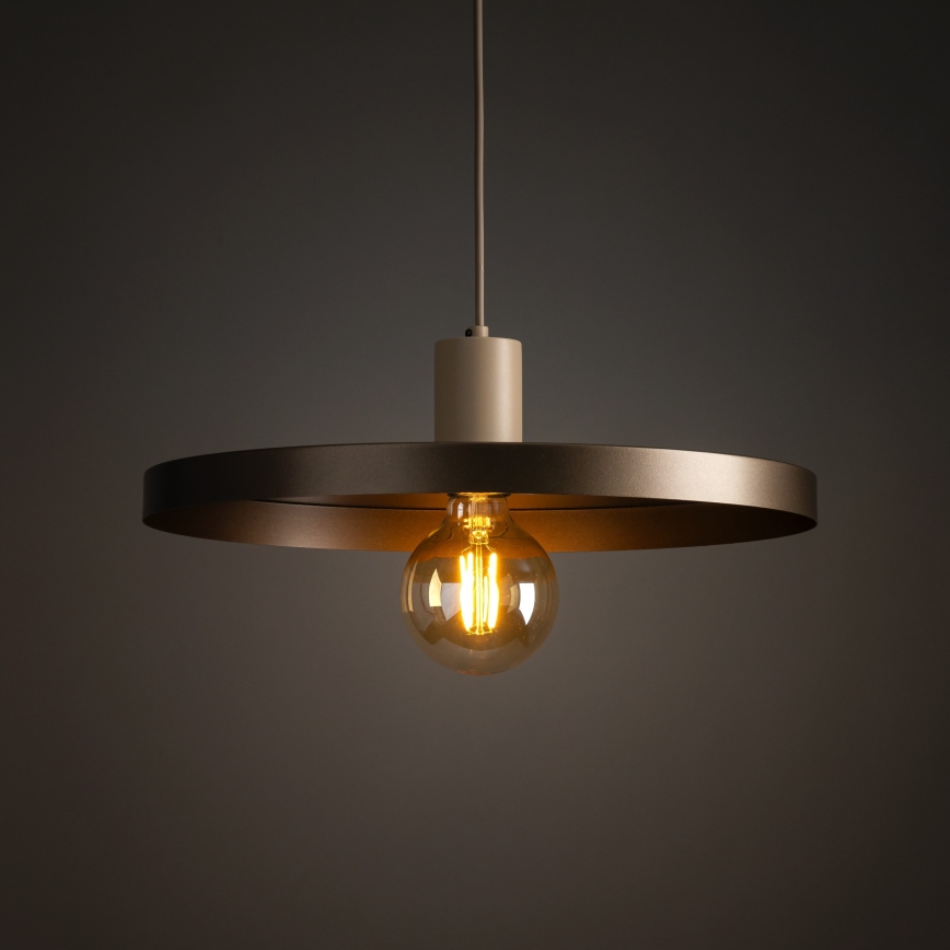 Hanglamp aan een koord SILA 1xE27/15W/230V diameter 40 cm bruin/beige