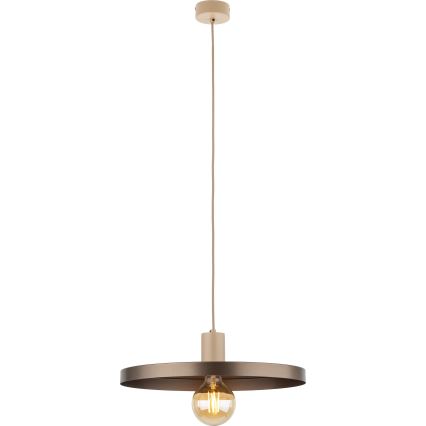 Hanglamp aan een koord SILA 1xE27/15W/230V diameter 40 cm bruin/beige