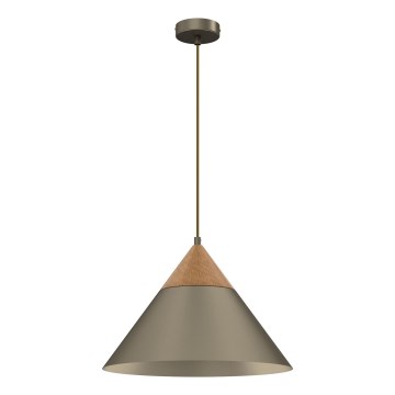 Hanglamp aan een koord SINGLE 1xE27/15W/230V messing/beuken