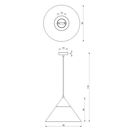 Hanglamp aan een koord SINGLE 1xE27/15W/230V messing/beuken