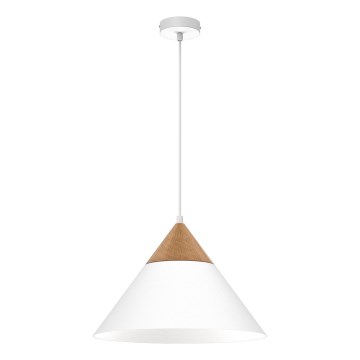 Hanglamp aan een koord SINGLE 1xE27/15W/230V wit/beuken