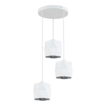 Hanglamp aan een koord SIRO 3xE27/15W/230V wit/zilver