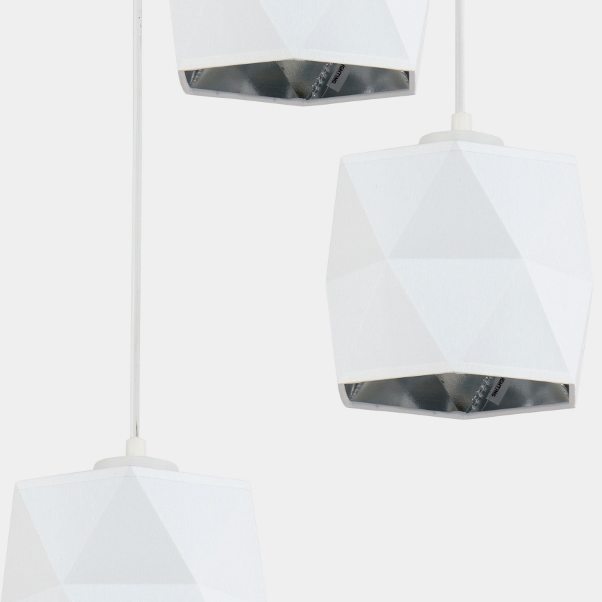 Hanglamp aan een koord SIRO 3xE27/15W/230V wit/zilver