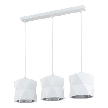 Hanglamp aan een koord SIRO 3xE27/15W/230V wit/zilver