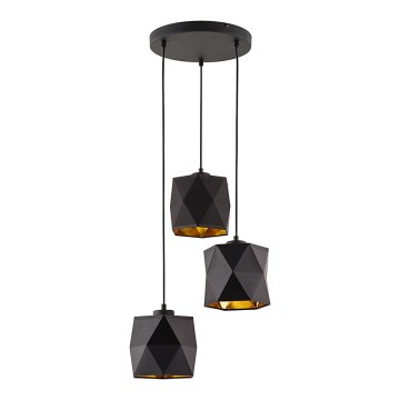 Hanglamp aan een koord SIRO 3xE27/15W/230V zwart/goud