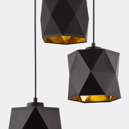 Hanglamp aan een koord SIRO 3xE27/15W/230V zwart/goud