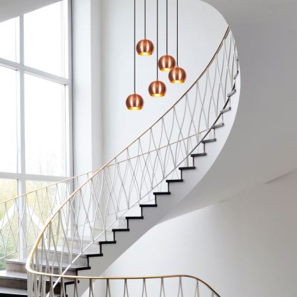Hanglamp aan een koord SIVANI 5xE27/40W/230V koper