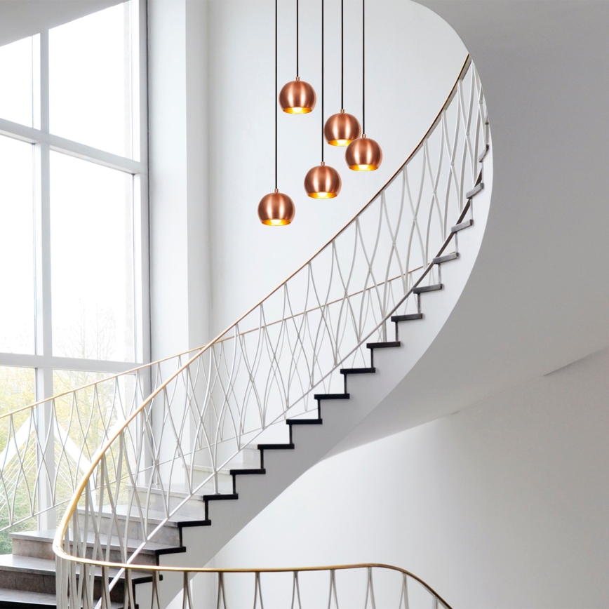 Hanglamp aan een koord SIVANI 5xE27/40W/230V koper