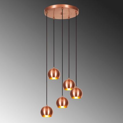 Hanglamp aan een koord SIVANI 5xE27/40W/230V koper
