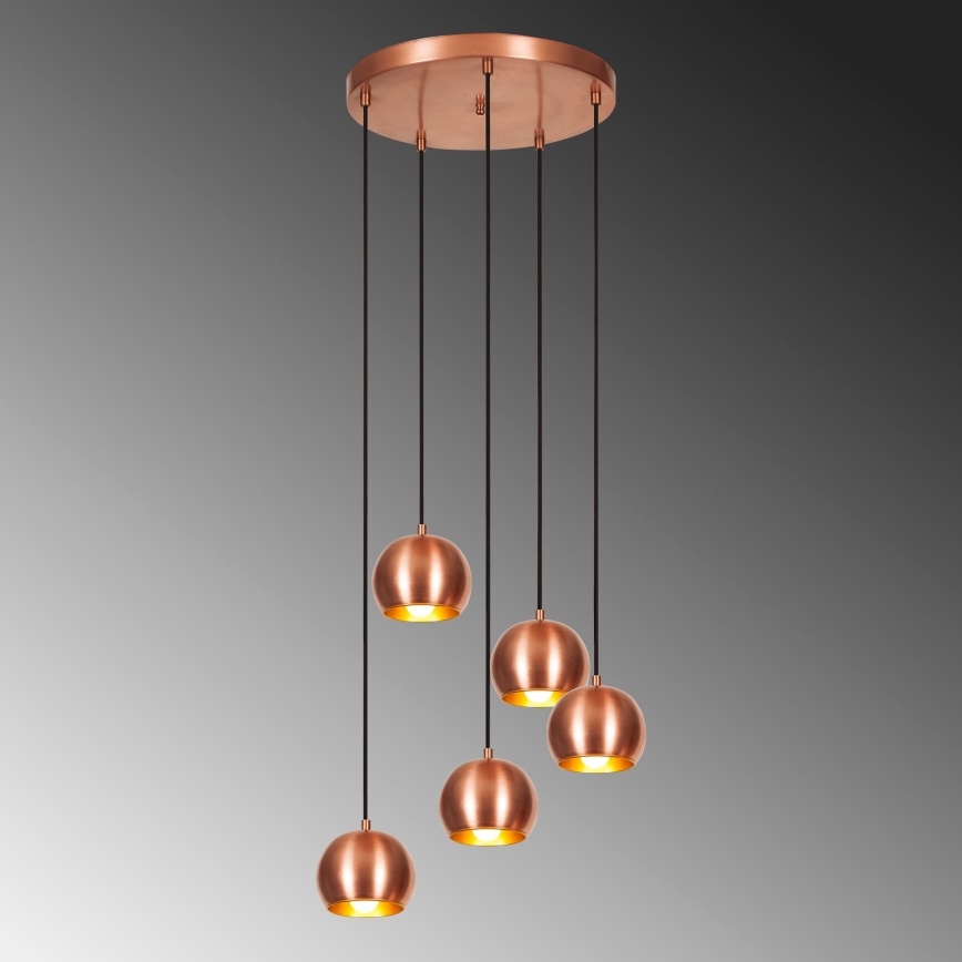 Hanglamp aan een koord SIVANI 5xE27/40W/230V koper