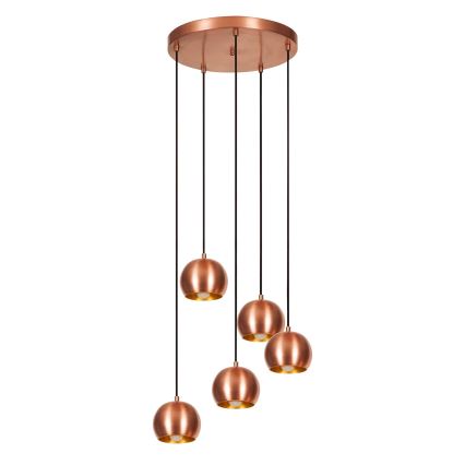 Hanglamp aan een koord SIVANI 5xE27/40W/230V koper