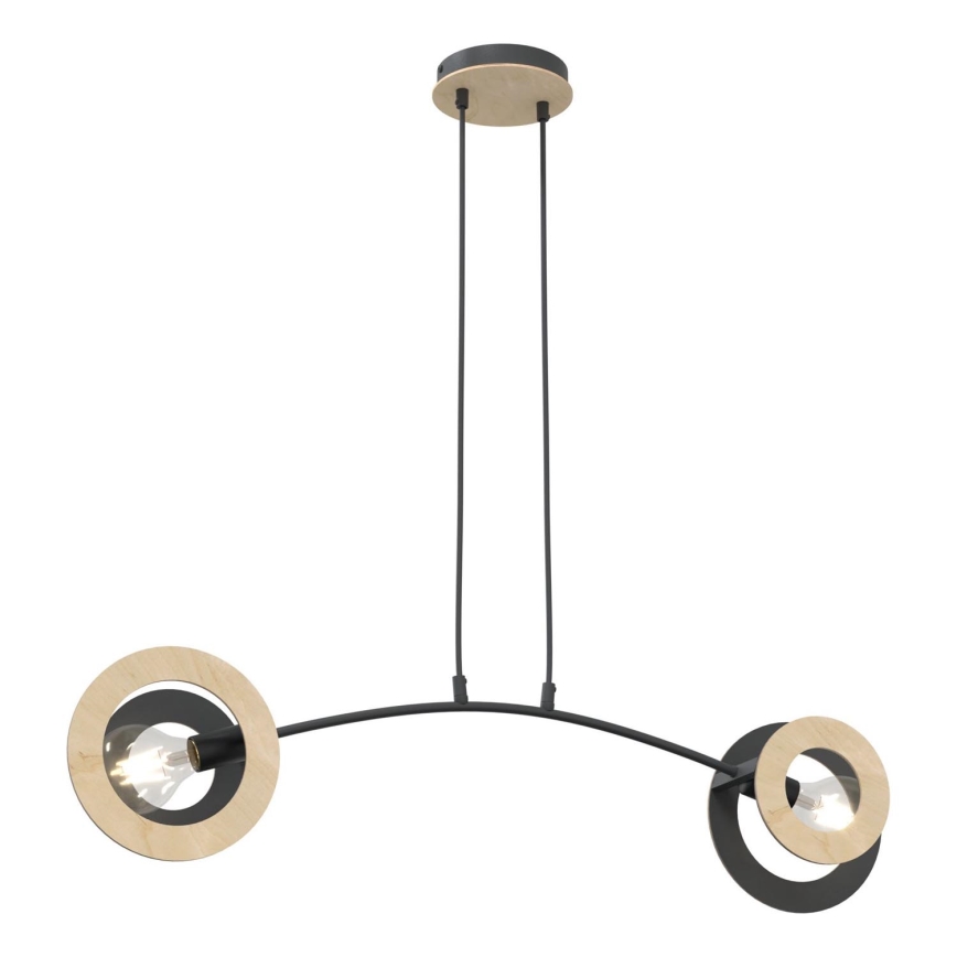 Hanglamp aan een koord SKIVA 2xE27/15W/230V zwart/beige