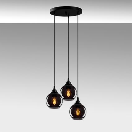 Hanglamp aan een koord SMOKED 3xE27/40W/230V