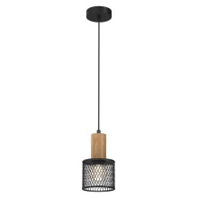 Hanglamp aan een koord SOBRESA 1xE27/60W/230V zwart/hout
