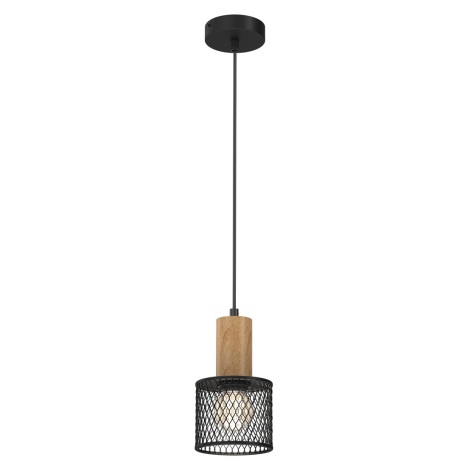 Hanglamp aan een koord SOBRESA 1xE27/60W/230V zwart/hout