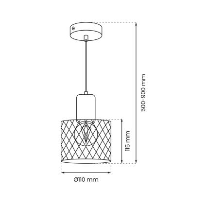 Hanglamp aan een koord SOBRESA 1xE27/60W/230V zwart/hout