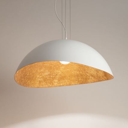 Hanglamp aan een koord SOLARIS 1xE27/60W/230V diameter 69 cm wit/koper