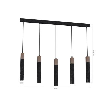 Hanglamp aan een koord SOLO 5xGU10/MR11/40W/230V zwart