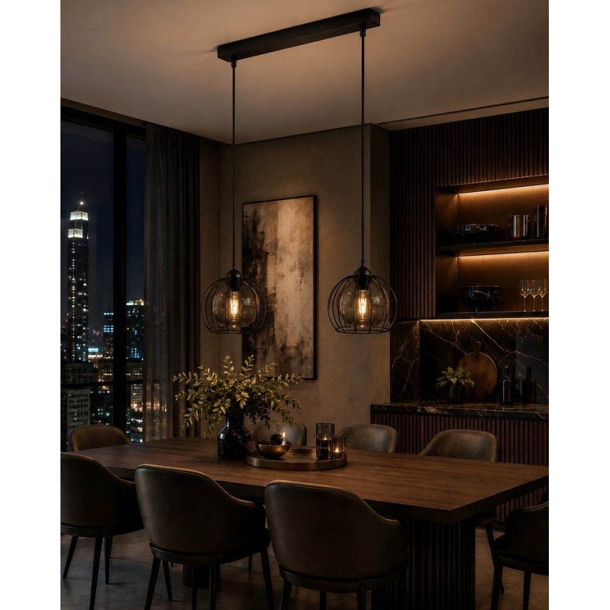 Hanglamp aan een koord SOLO BLACK 2xE27/60W/230V