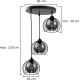 Hanglamp aan een koord SOLO BLACK 3xE27/60W/230V diameter 30 cm