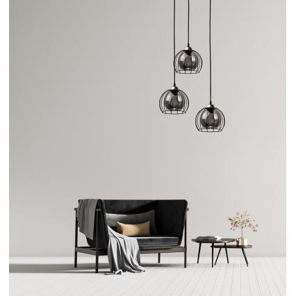 Hanglamp aan een koord SOLO BLACK 3xE27/60W/230V zwart/goud