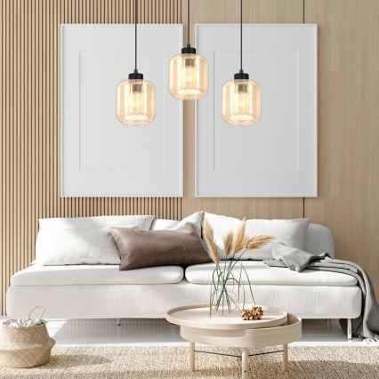 Hanglamp aan een koord SOMBRA 3xE27/60W/230V beige