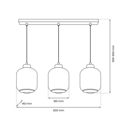 Hanglamp aan een koord SOMBRA 3xE27/60W/230V beige