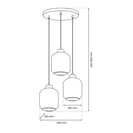 Hanglamp aan een koord SOMBRA 3xE27/60W/230V grijs