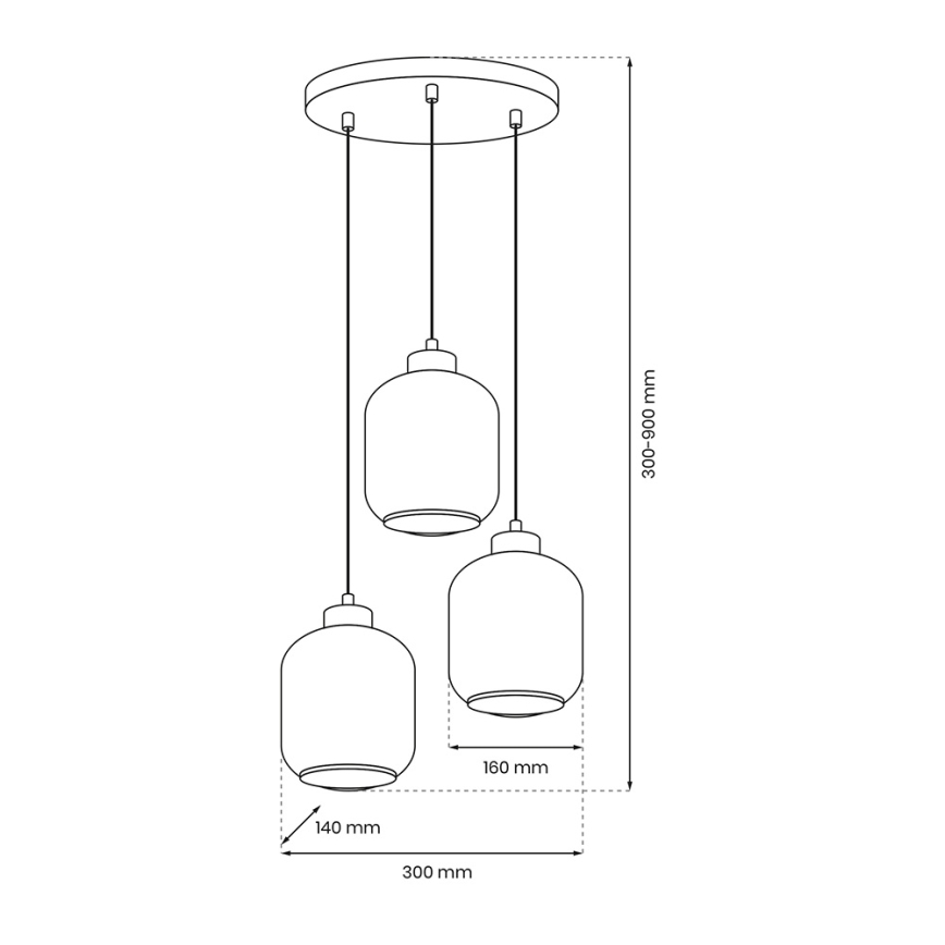 Hanglamp aan een koord SOMBRA 3xE27/60W/230V grijs