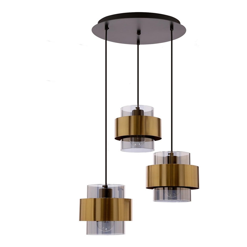 Hanglamp aan een koord SPIEGA 3xE27/60W/230V goud/zwart