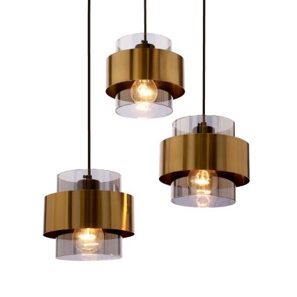 Hanglamp aan een koord SPIEGA 3xE27/60W/230V goud/zwart