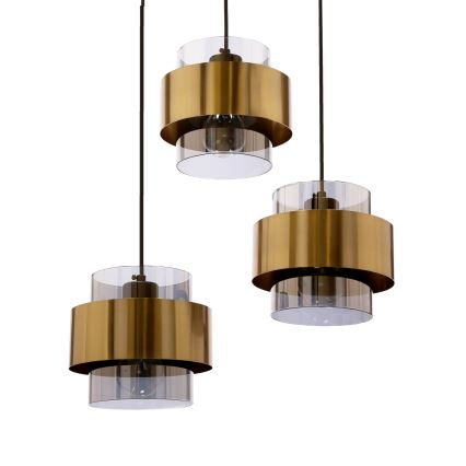 Hanglamp aan een koord SPIEGA 3xE27/60W/230V goud/zwart