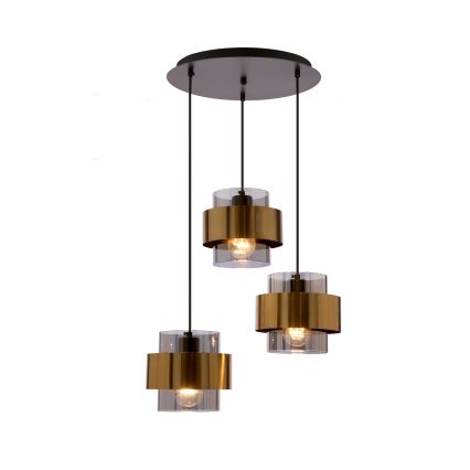 Hanglamp aan een koord SPIEGA 3xE27/60W/230V goud/zwart