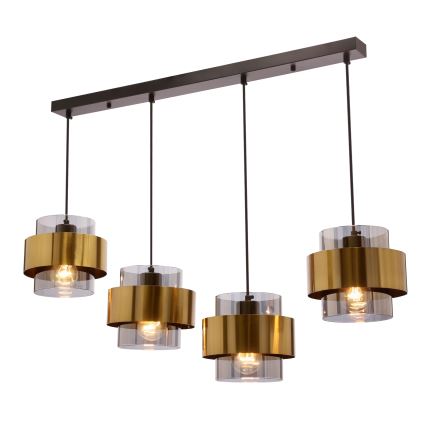 Hanglamp aan een koord SPIEGA 4xE27/60W/230V goud/zwart