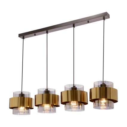 Hanglamp aan een koord SPIEGA 4xE27/60W/230V goud/zwart