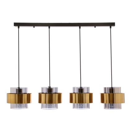 Hanglamp aan een koord SPIEGA 4xE27/60W/230V goud/zwart