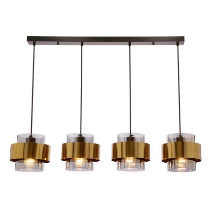 Hanglamp aan een koord SPIEGA 4xE27/60W/230V goud/zwart