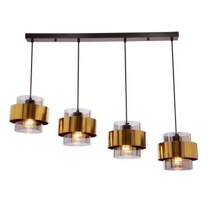 Hanglamp aan een koord SPIEGA 4xE27/60W/230V goud/zwart