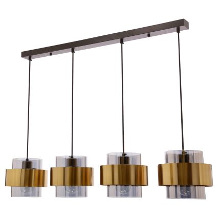 Hanglamp aan een koord SPIEGA 4xE27/60W/230V goud/zwart