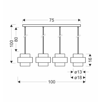 Hanglamp aan een koord SPIEGA 4xE27/60W/230V goud/zwart